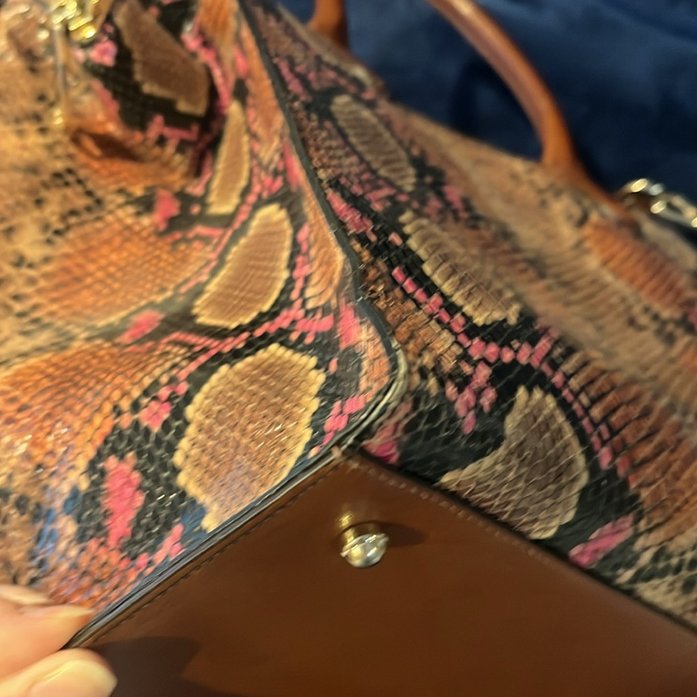 BRAHMIN  CAROLINE MAHOGANY CASSAWAY SNAKESKIN PRINT - Picture 7 of 12